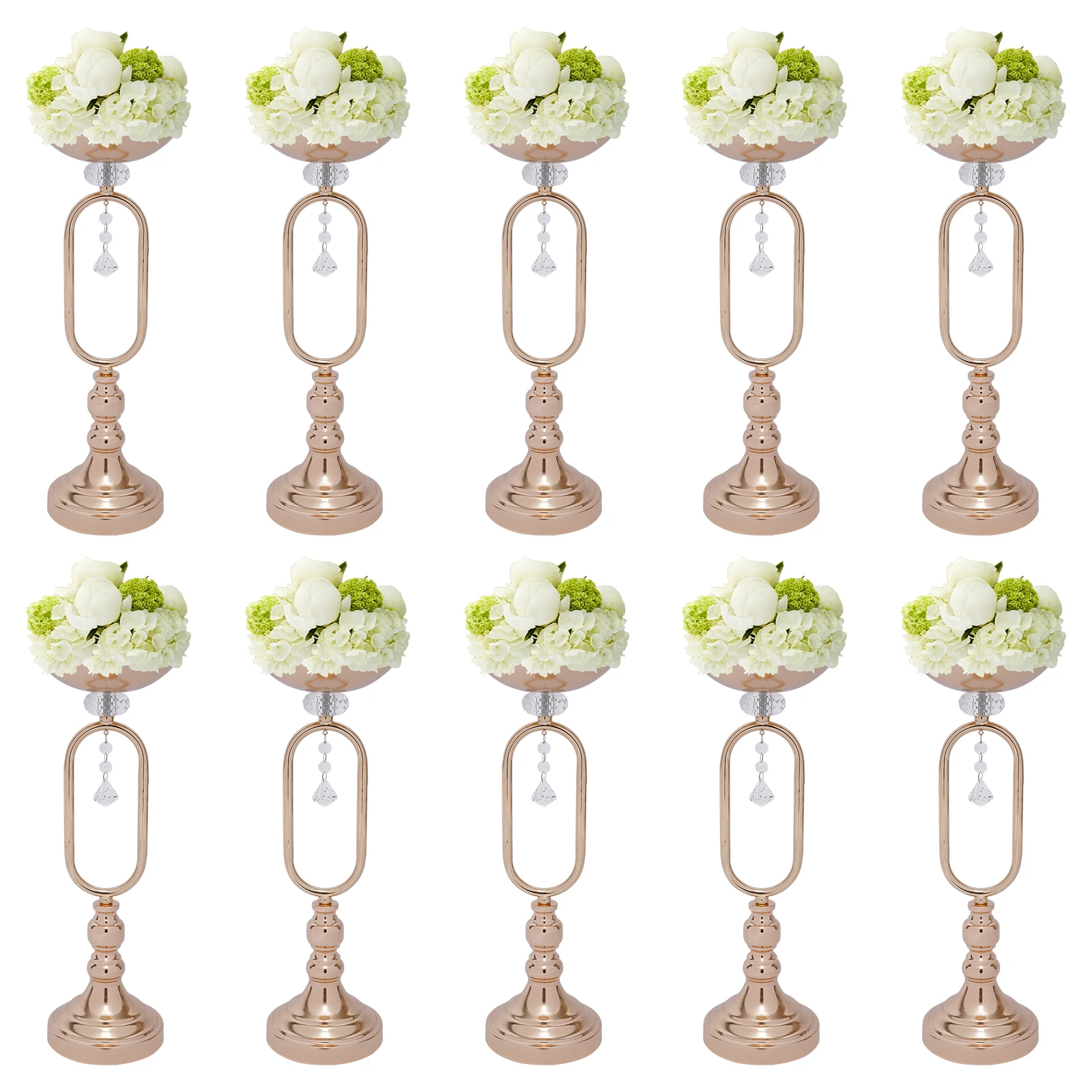 Exquisite Gold Tall Wedding Flower Vase with Mirror-Like Surface, Durable Iron Construction, Perfect for Weddings and Home