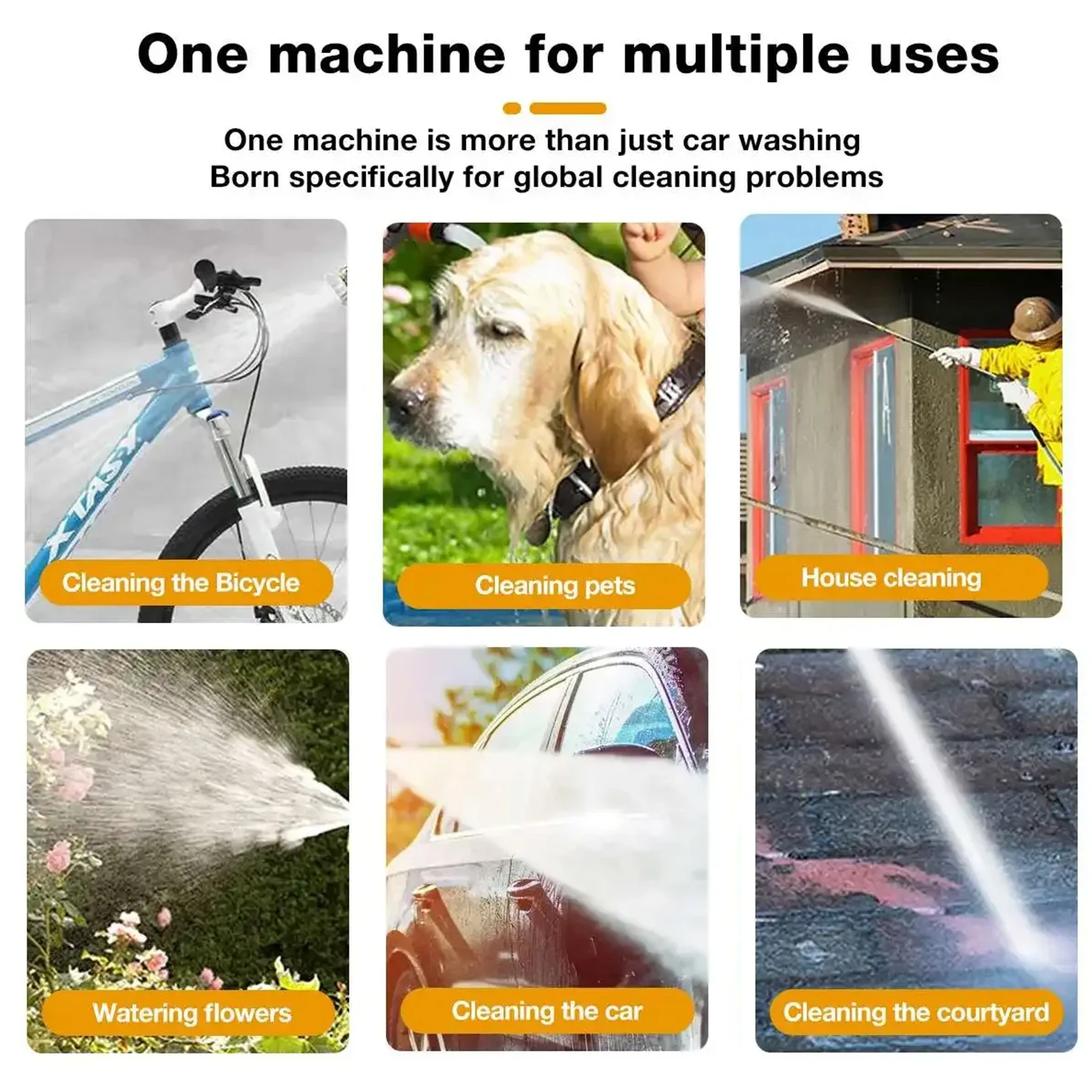 1500W 50BAR Cordless High Pressure Cleaner Washer Spray Water Gun Garden Cleaning Machine Power Tool for Makita 18V Battery