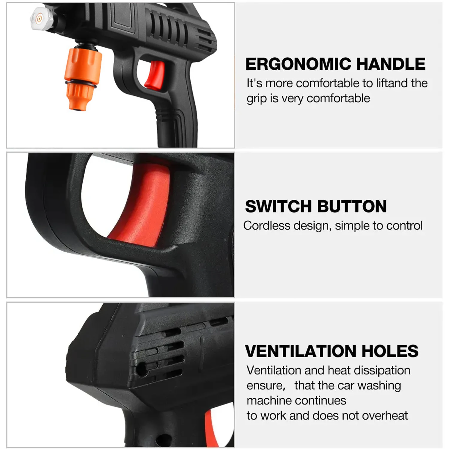 1500W 50BAR Cordless High Pressure Cleaner Washer Spray Water Gun Garden Cleaning Machine Power Tool for Makita 18V Battery