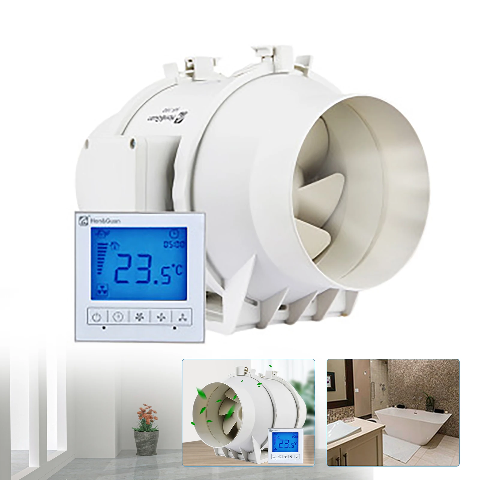 Exhaust Fan, High-Quality Rotor Motor with Aluminum Casing, Low Noise (29/31/33 dB), Efficient Ventilation, Adjustable Speeds
