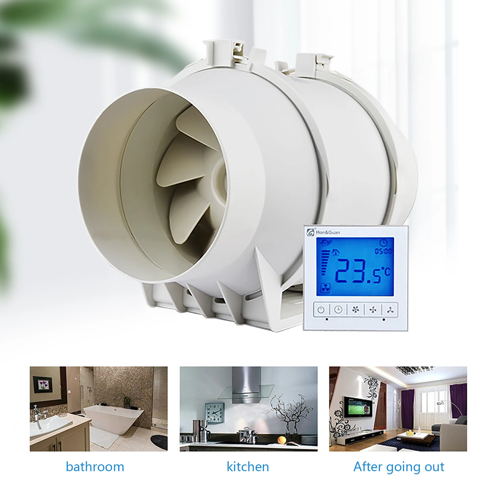 Exhaust Fan, High-Quality Rotor Motor with Aluminum Casing, Low Noise (29/31/33 dB), Efficient Ventilation, Adjustable Speeds