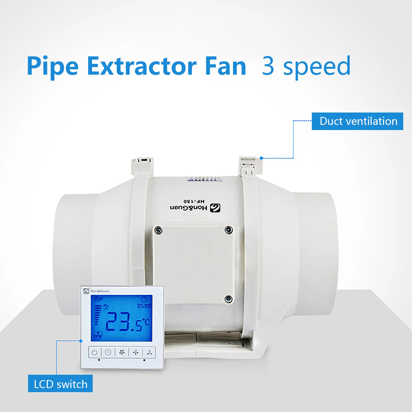 Exhaust Fan, High-Quality Rotor Motor with Aluminum Casing, Low Noise (29/31/33 dB), Efficient Ventilation, Adjustable Speeds