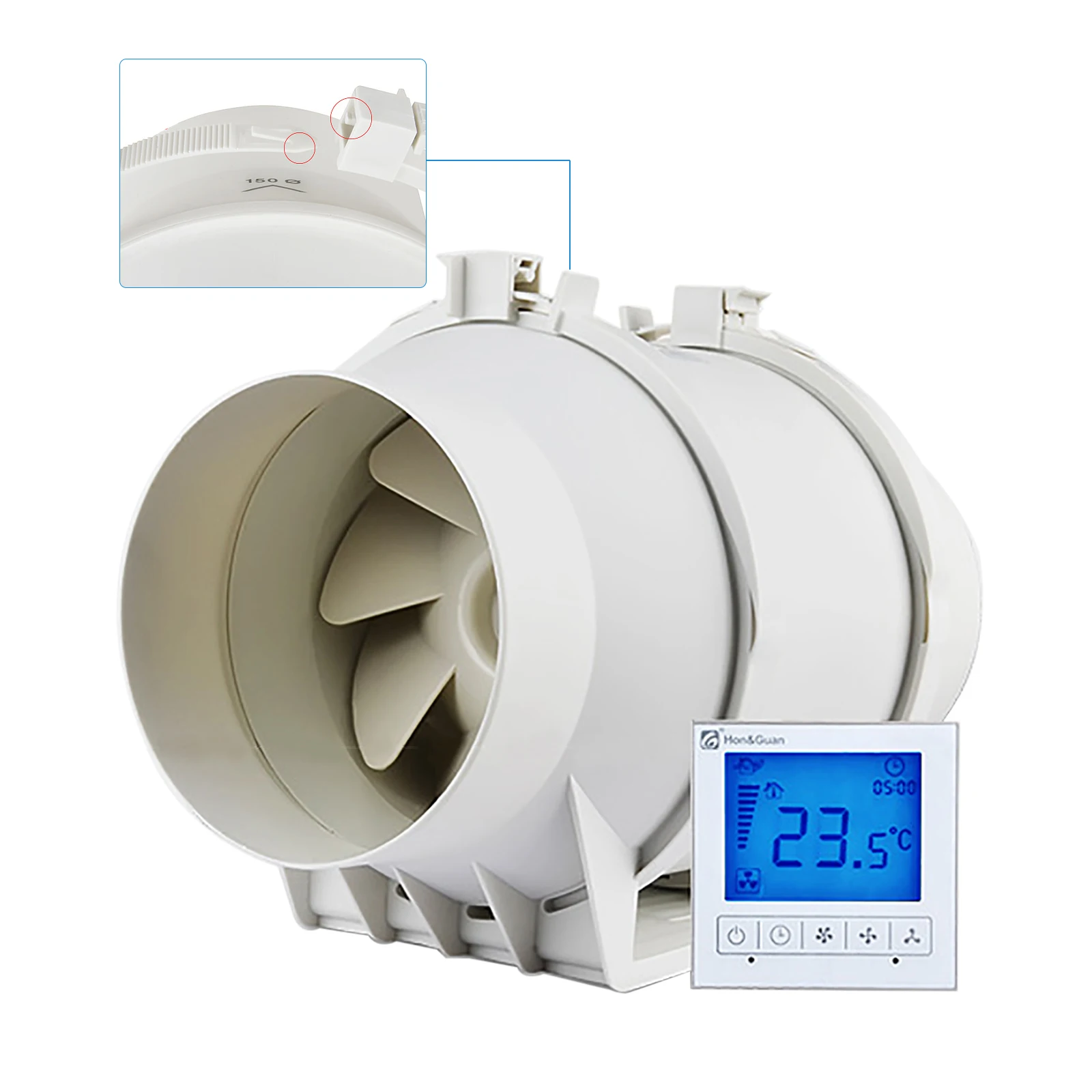 Exhaust Fan, High-Quality Rotor Motor with Aluminum Casing, Low Noise (29/31/33 dB), Efficient Ventilation, Adjustable Speeds