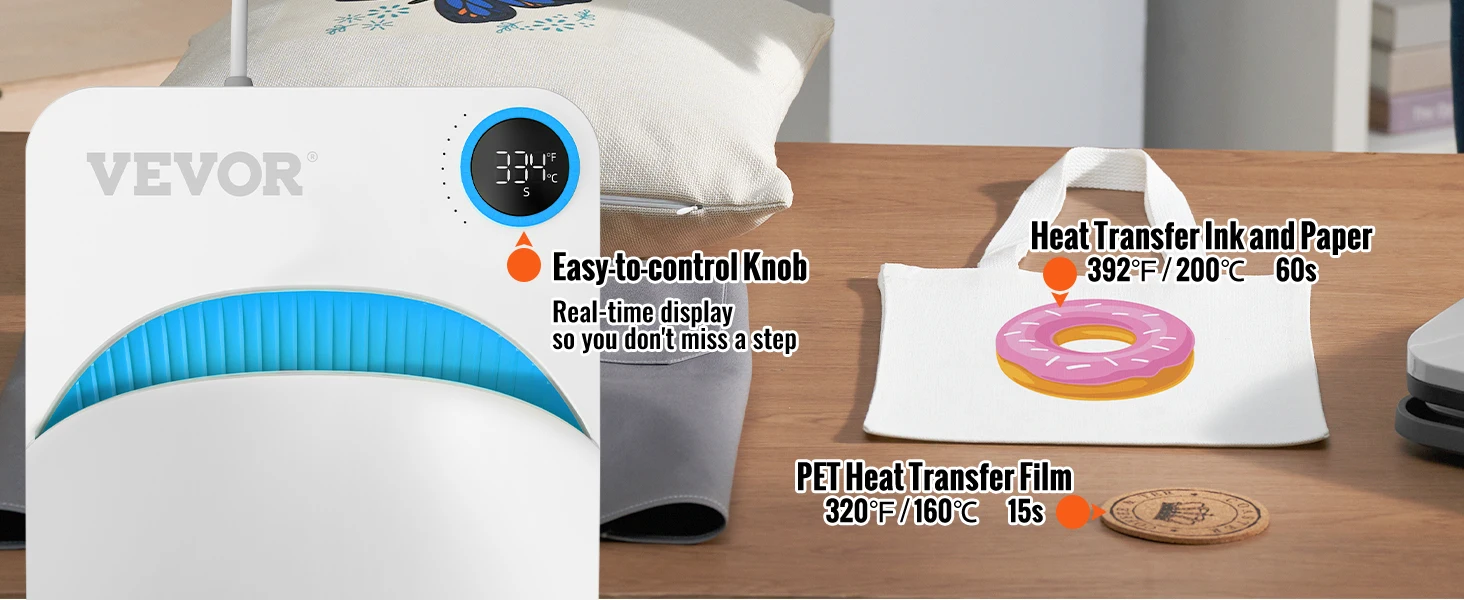 SucceBuy 9x9/12x10 in Portable Heat Press Machine DIY Shirt Printing Multifunctional Sublimation Transfer HTV Vinyl T-shirt Bag