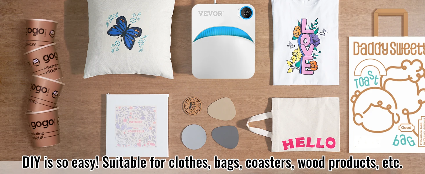 SucceBuy 9x9/12x10 in Portable Heat Press Machine DIY Shirt Printing Multifunctional Sublimation Transfer HTV Vinyl T-shirt Bag