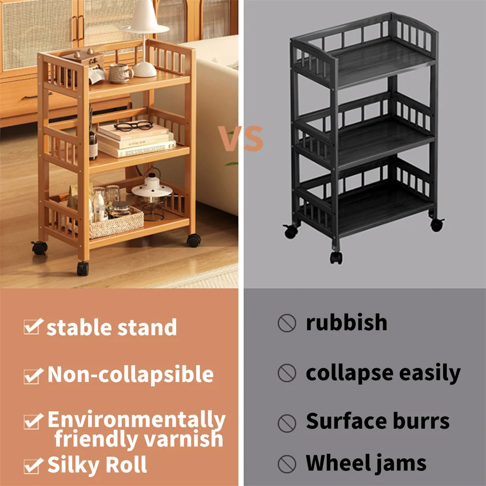 50*30*80CM Storage Organizer Rack Utility Bamboo Home Kitchen Trolley Shelf Multifunctional Movable Gap Snack Storage Rack