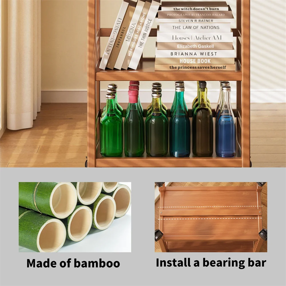 50*30*80CM Storage Organizer Rack Utility Bamboo Home Kitchen Trolley Shelf Multifunctional Movable Gap Snack Storage Rack