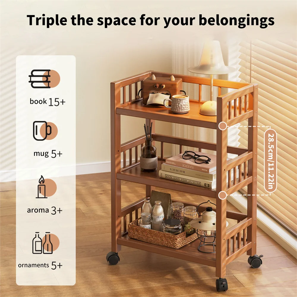 50*30*80CM Storage Organizer Rack Utility Bamboo Home Kitchen Trolley Shelf Multifunctional Movable Gap Snack Storage Rack