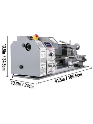 SucceBuy Metal Lathe 220 x 600MM 750W Infinitely Variable Speed Mini Lathe Machine LED Screen for Counter Face Turning Driling