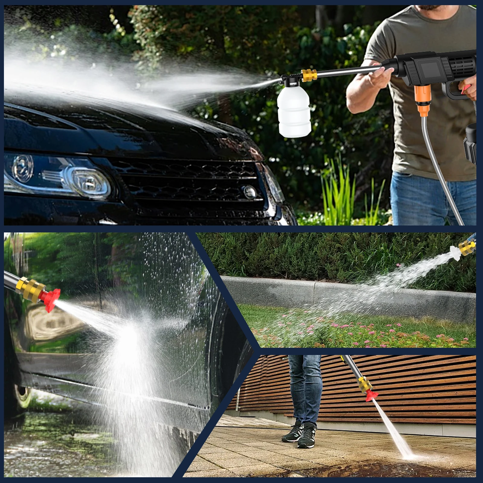 20000mAh Cordless High-Pressure Cleaning Machine 200W Portable 50BAR Pressure Washing Machine Household Car Washing Tool