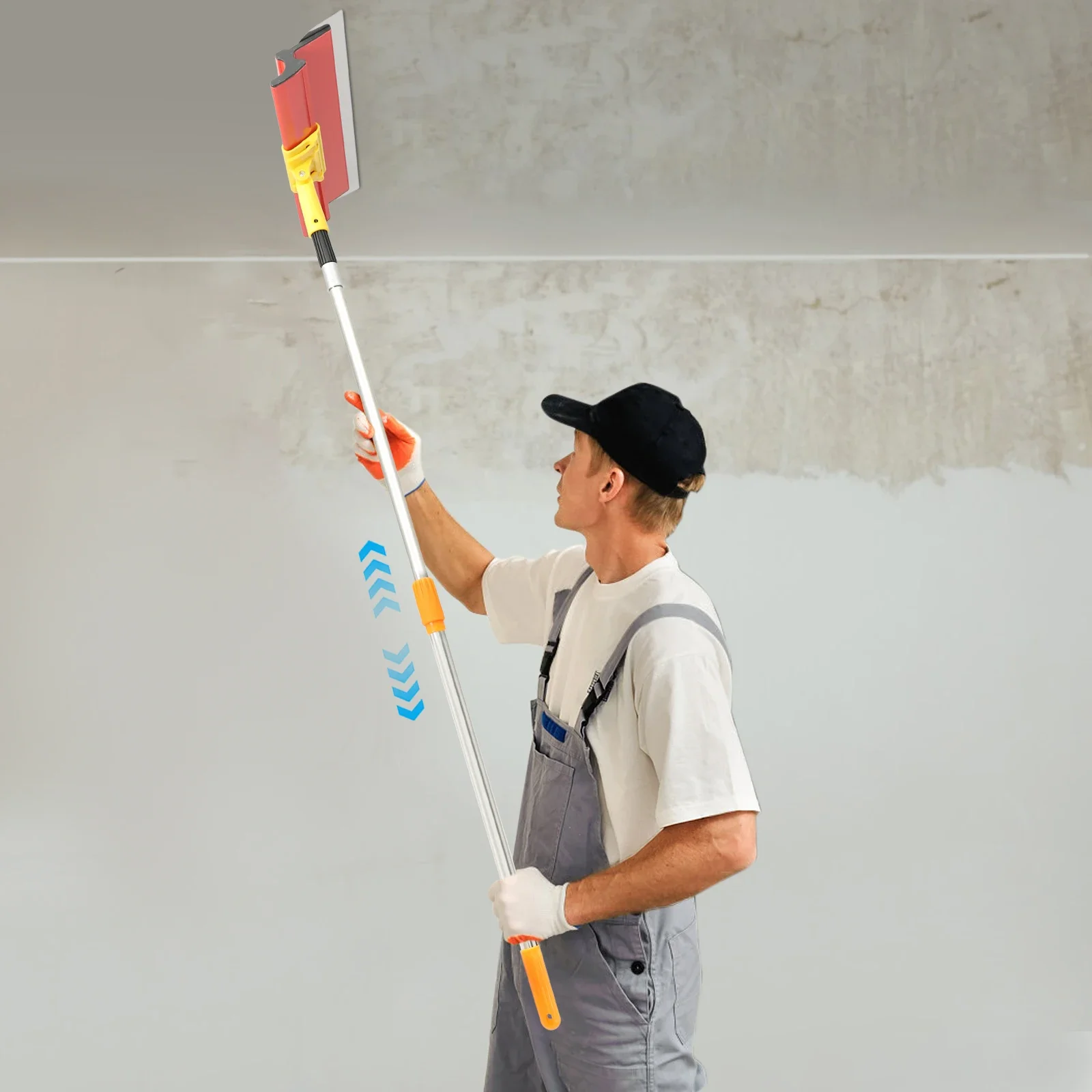 0.35mm Scraper Set 80-130cm Telescopic Pole Plastering Tool Kit 4 Sizes Blades Wall Scraping Equipment for Home Renovation