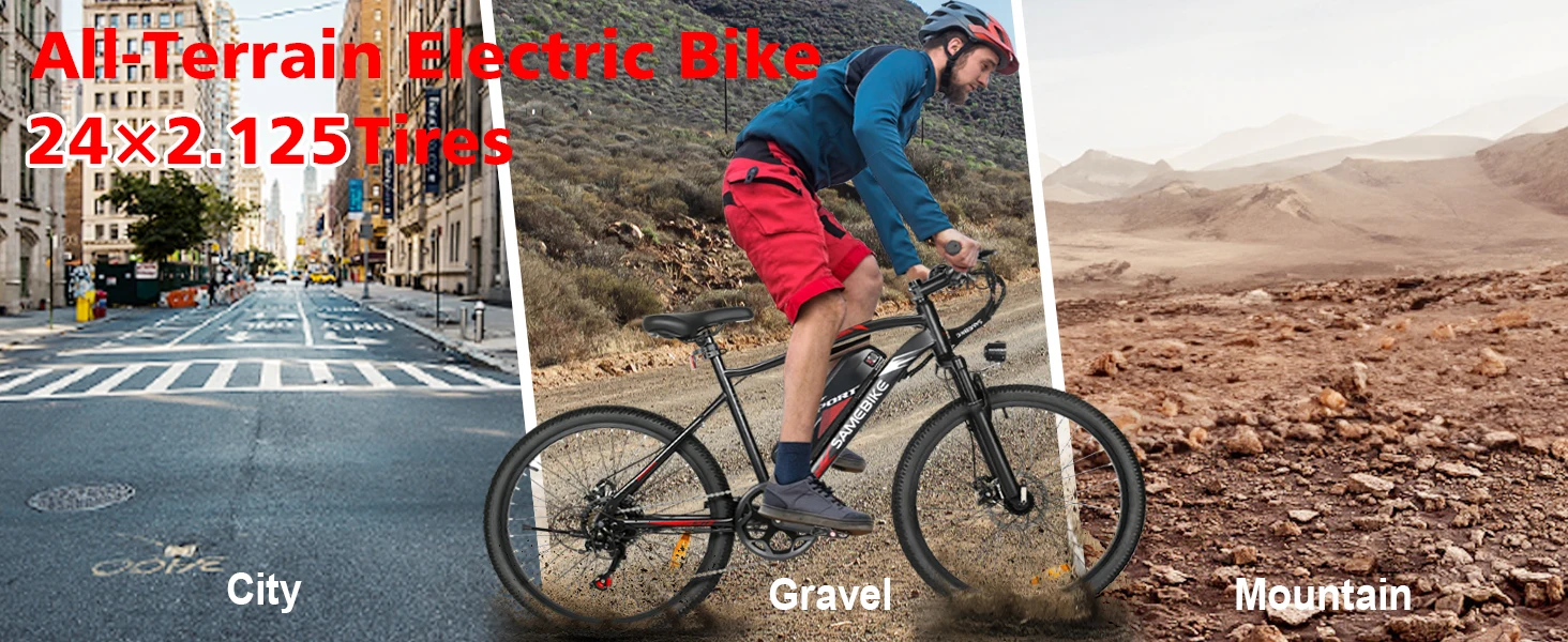 Samebike EBE2 Electric Bicycle 250W Adults 24 Inch Mountain Bike with 36V 13Ah Removable Battery