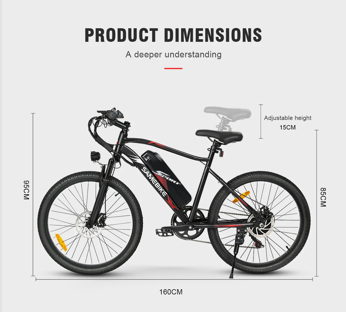 Samebike EBE2 Electric Bicycle 250W Adults 24 Inch Mountain Bike with 36V 13Ah Removable Battery