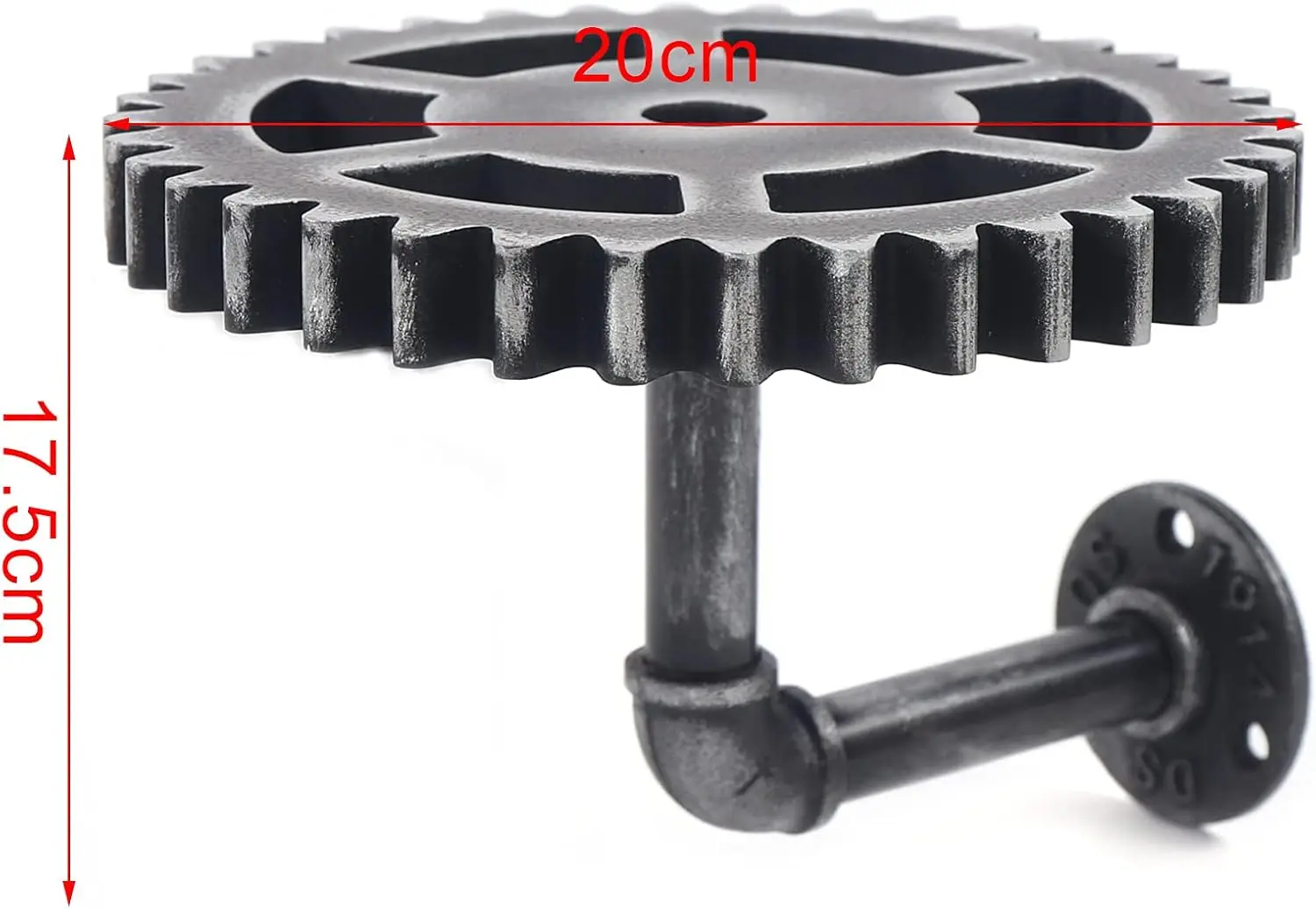 2Piece Floating Shelves Retro Industrial Iron Water Pipe Gear Design Wall Shelf Water Pipe Ledge Floating Shelf for Home Kitchen