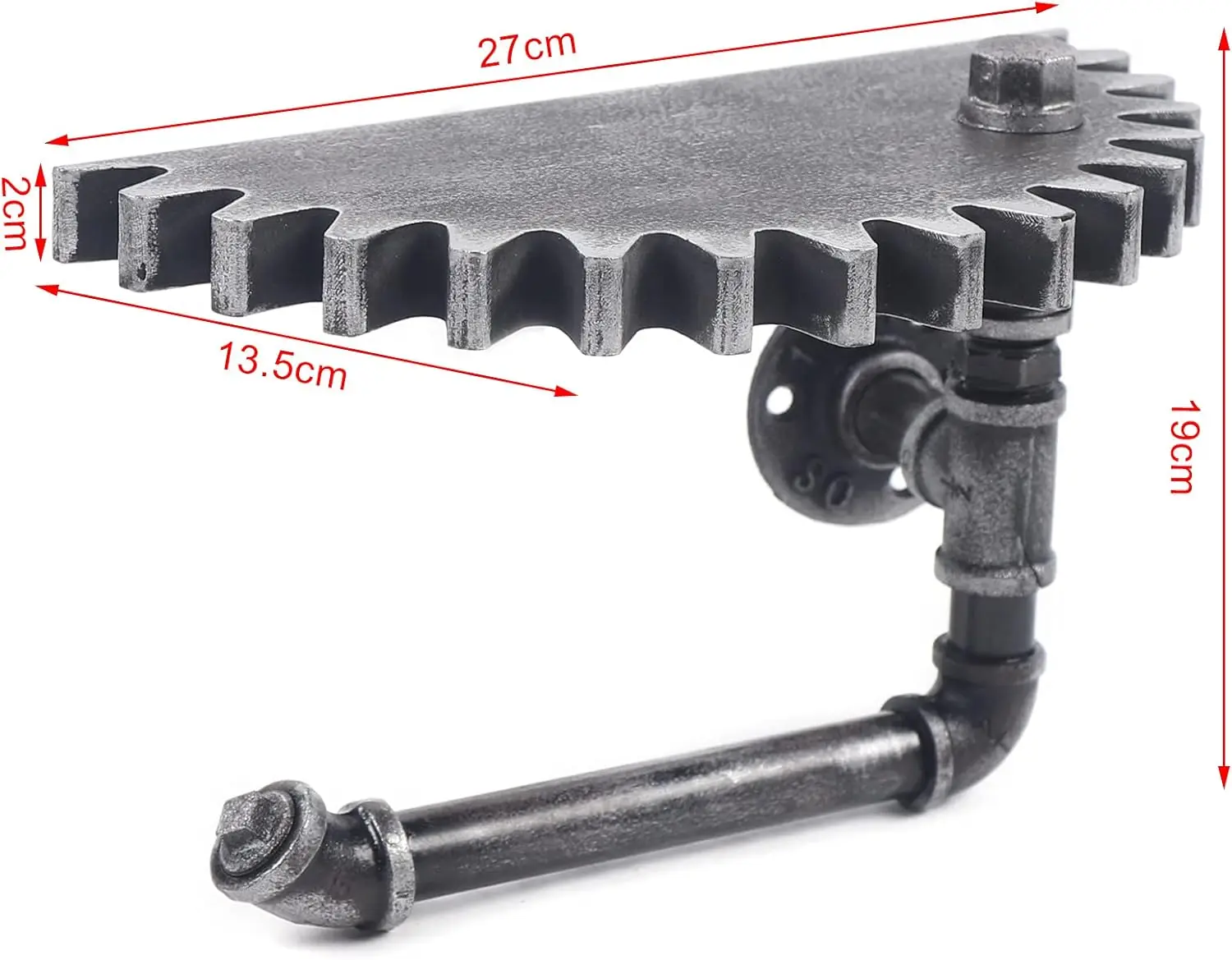 2Piece Floating Shelves Retro Industrial Iron Water Pipe Gear Design Wall Shelf Water Pipe Ledge Floating Shelf for Home Kitchen