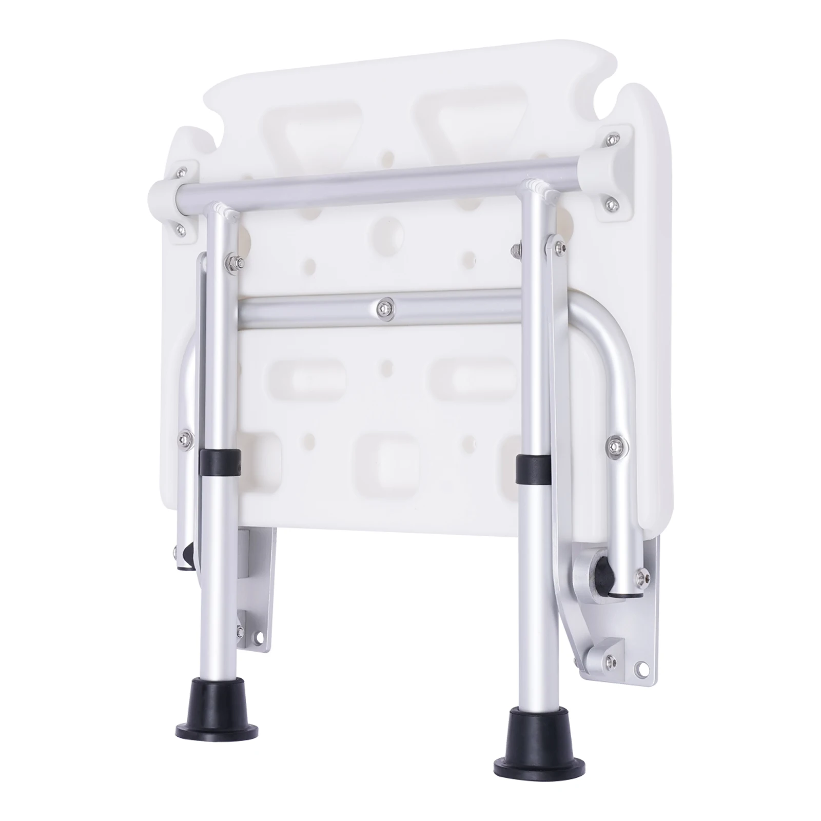 Wall Mounted Folding Shower Seat Adjustable Height 220lbs Capacity Foldable for Bathroom Elderly Foldable Shower Bench