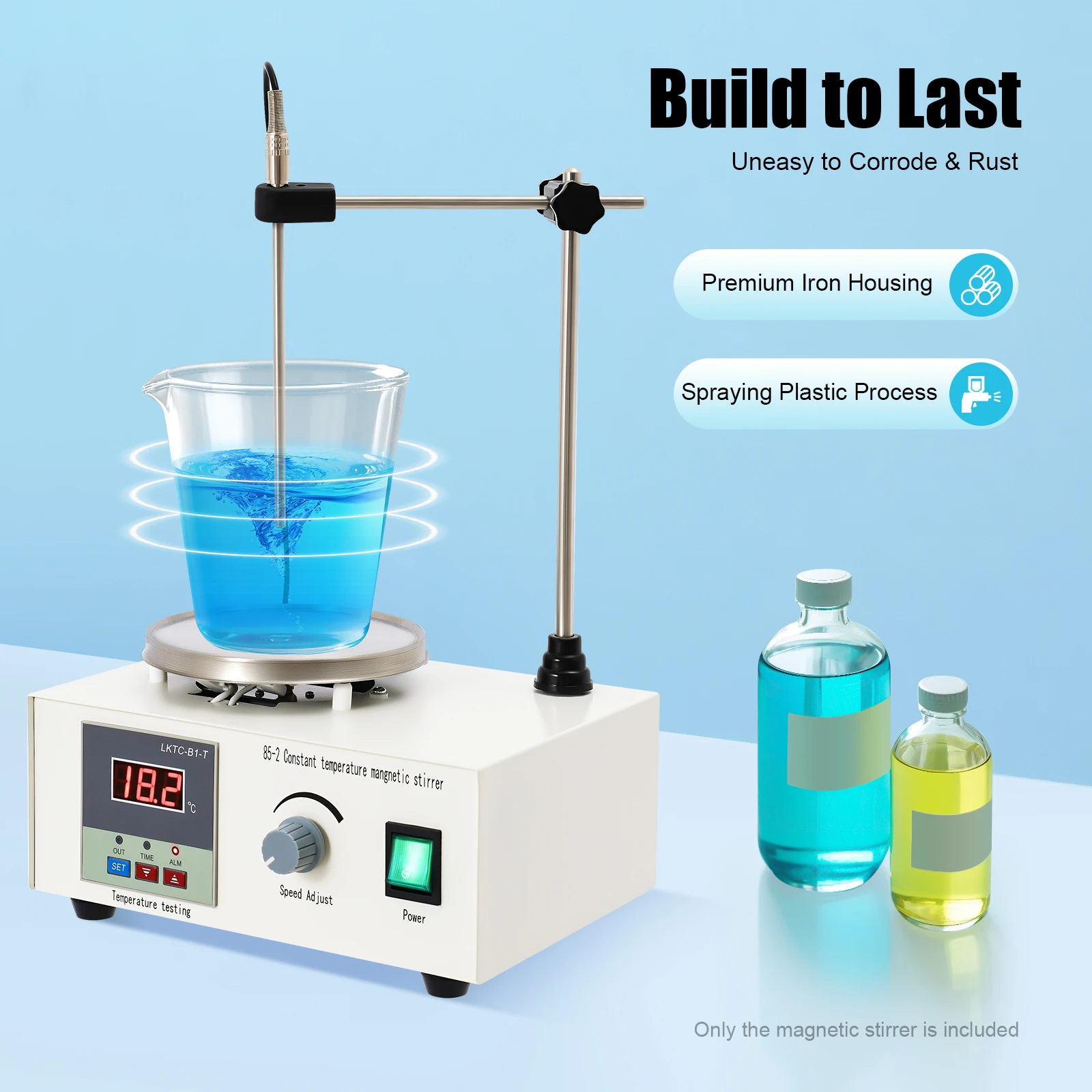 Laboratory Magnetic Mixer 5W Motor 250W Heater Digital Display Anti-Corrosion 304 Stainless Steel Tabletop Stirrer
