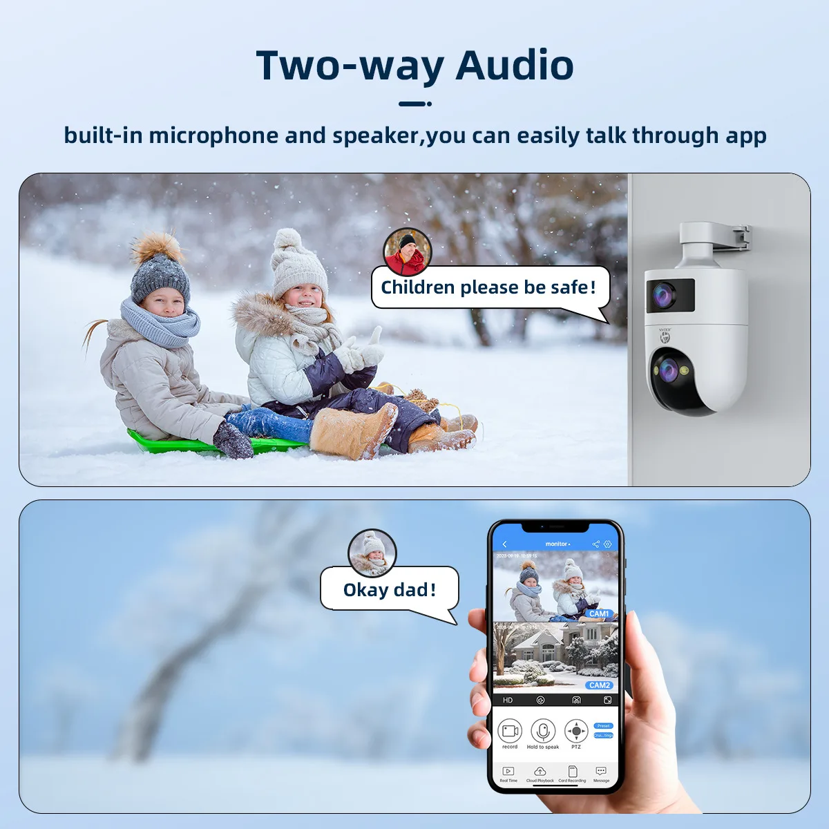 JOOAN 4K 6MP HD Wifi PTZ Camera Outdoor Dual Lens Dual Screen AI Tracking Color Night Vision Security Protection IP Camera