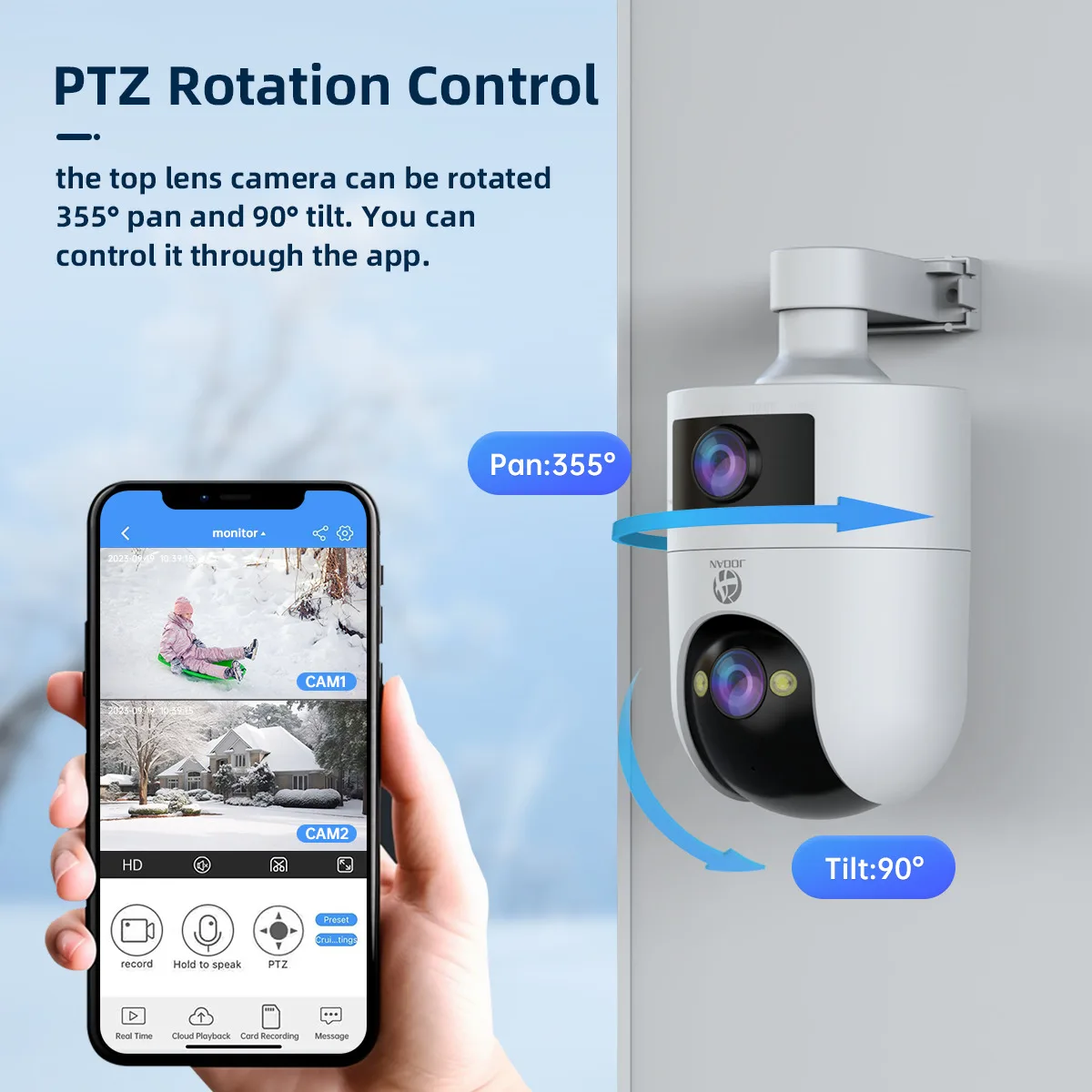 JOOAN 4K 6MP HD Wifi PTZ Camera Outdoor Dual Lens Dual Screen AI Tracking Color Night Vision Security Protection IP Camera