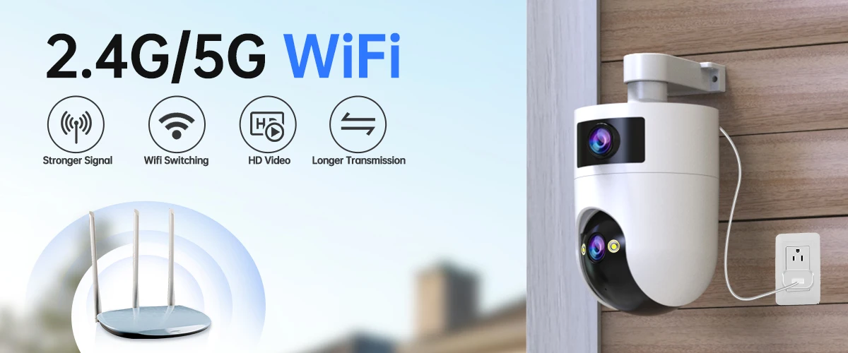 JOOAN 4K 6MP HD Wifi PTZ Camera Outdoor Dual Lens Dual Screen AI Tracking Color Night Vision Security Protection IP Camera