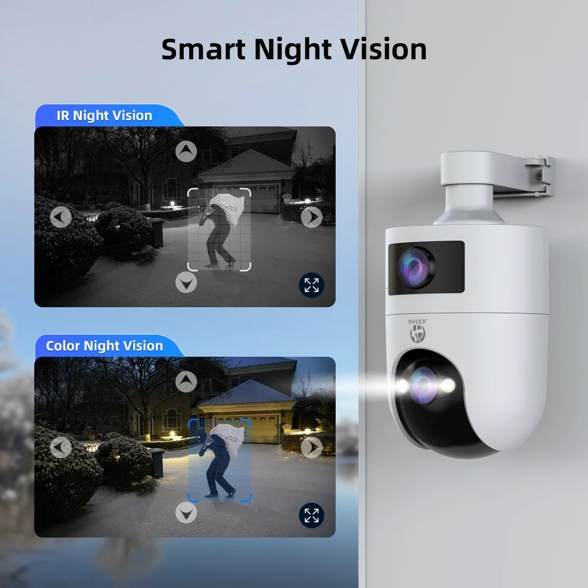 JOOAN 4K 6MP HD Wifi PTZ Camera Outdoor Dual Lens Dual Screen AI Tracking Color Night Vision Security Protection IP Camera