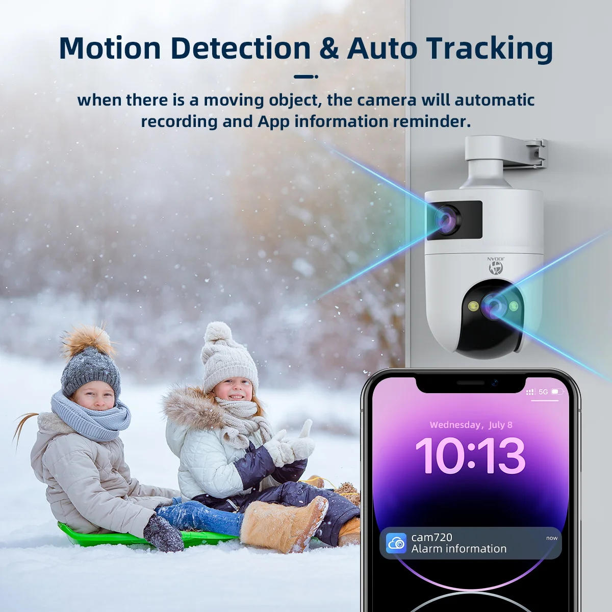 JOOAN 4K 6MP HD Wifi PTZ Camera Outdoor Dual Lens Dual Screen AI Tracking Color Night Vision Security Protection IP Camera