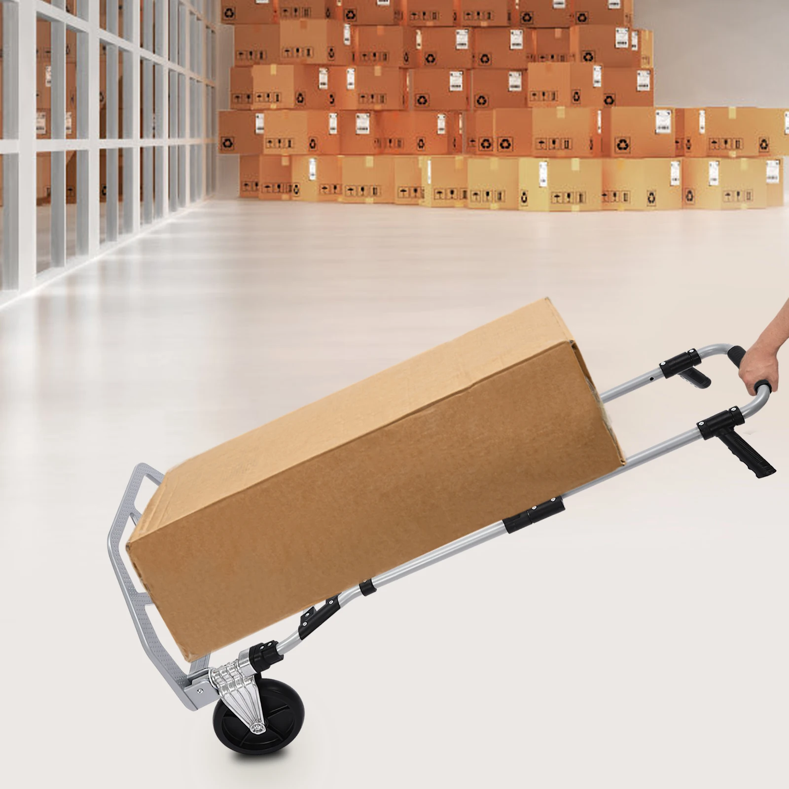 Folding Hand Truck with Elastic Binding Rope Versatile Luggage Cart Adjustable Handles for Moving Items Daily Shopping