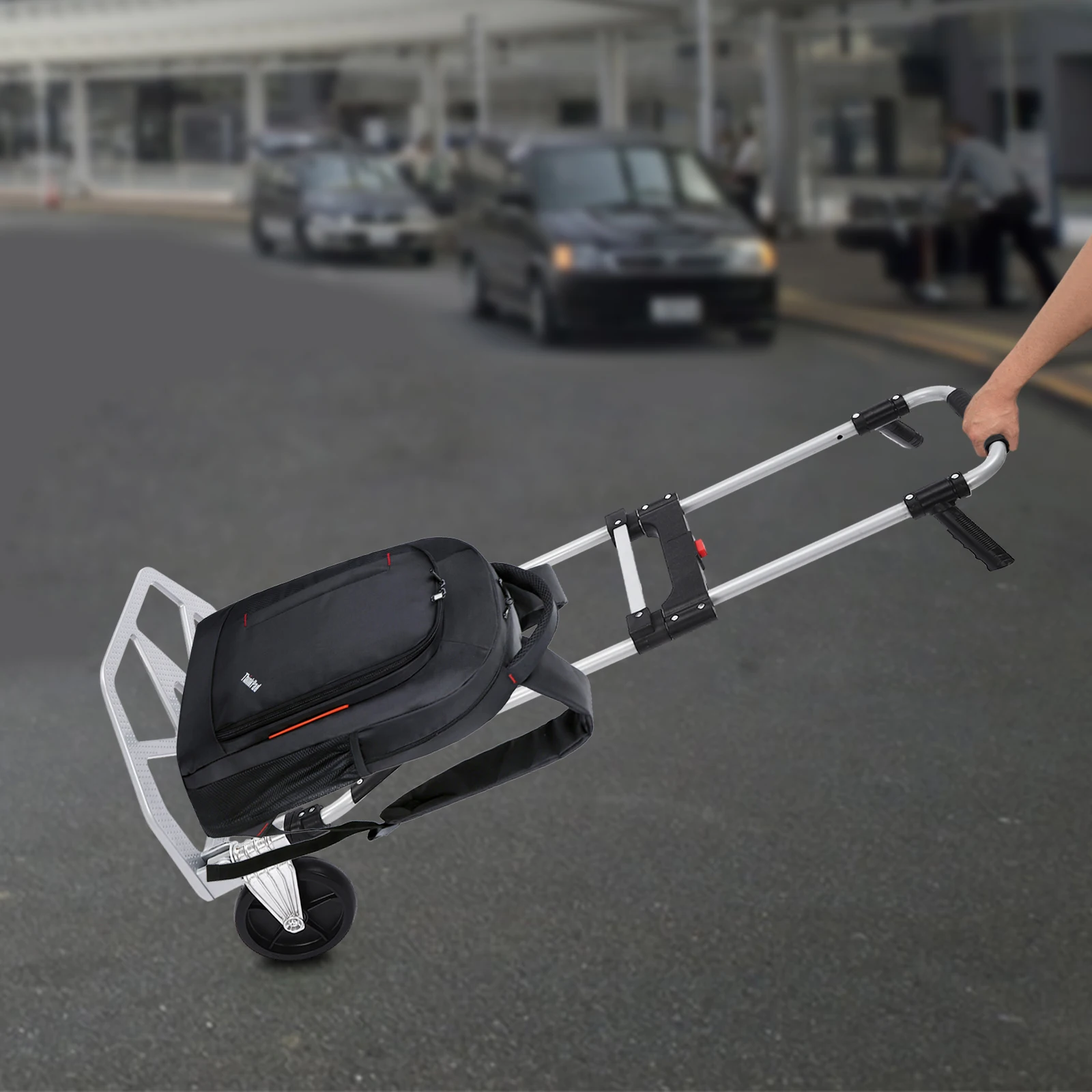 Folding Hand Truck with Elastic Binding Rope Versatile Luggage Cart Adjustable Handles for Moving Items Daily Shopping