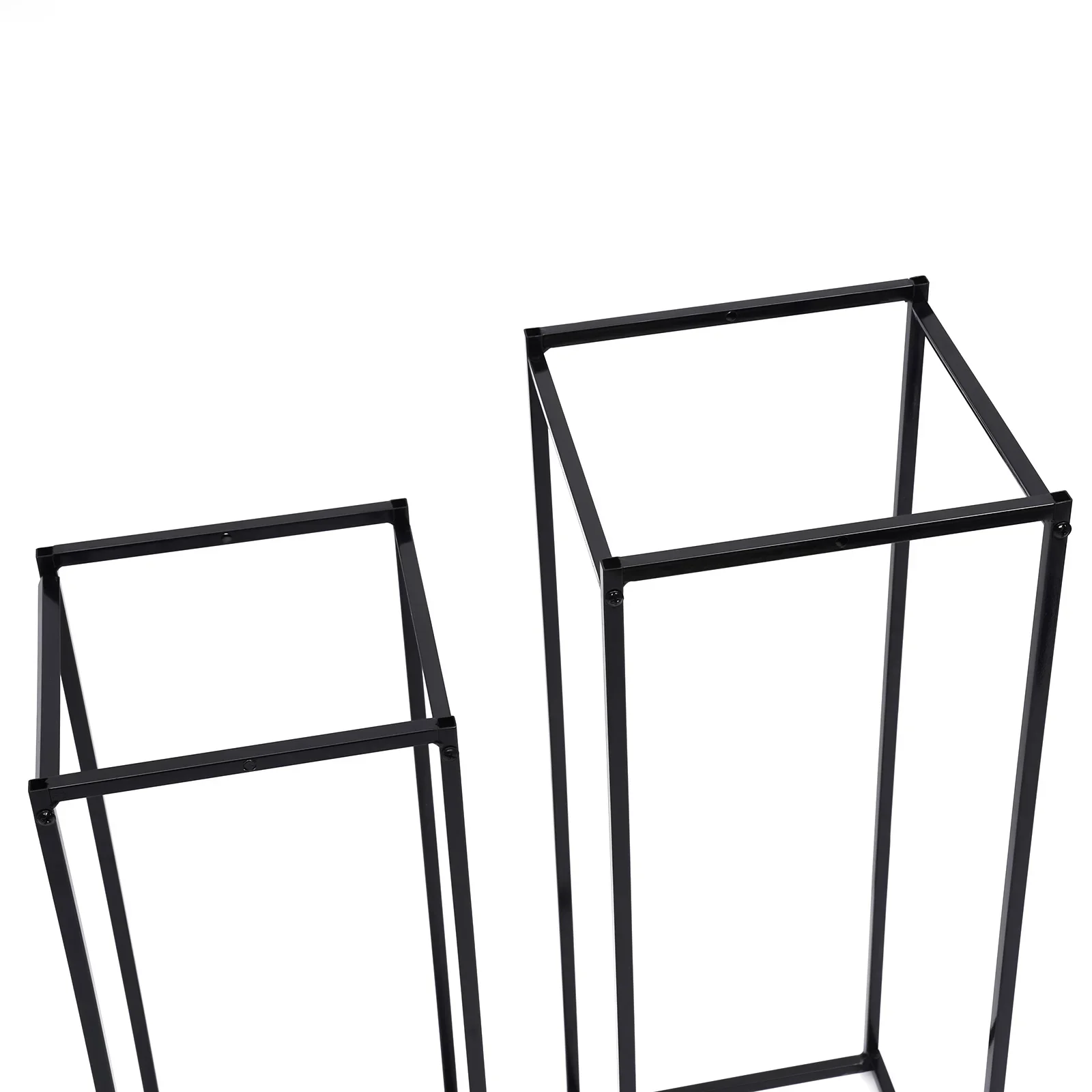 Black Set of 2 Metal Stand Plant Stand High Square Rack Flower Holder for Wedding Living Room Patio Garden