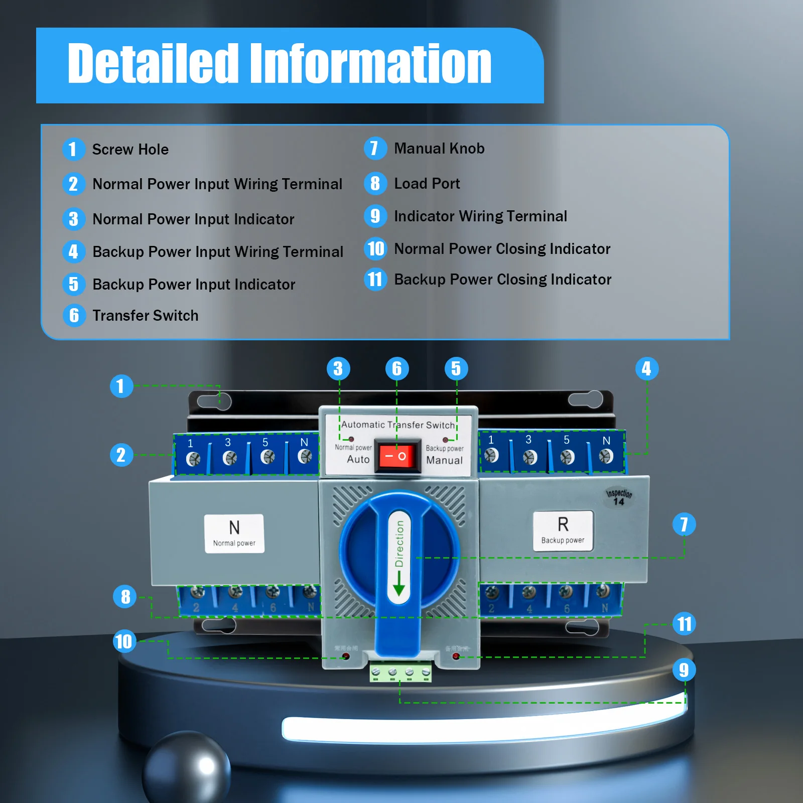4P/63A 220V Dual Power Automatic Transfer Switch Manual Automatic Integration All-in-1 Design Indicator for Elevator