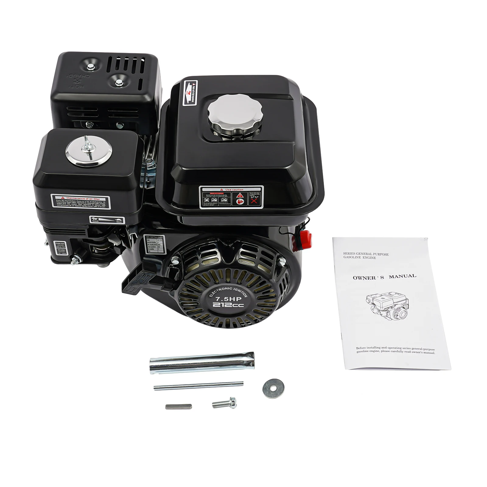 7.5HP 4-Stroke Gasoline Engine 212CC OHV Air Cooled Gas Engine Motor Single Cylinder Hand Pull Start Motor for Go-Karts 3600rpm