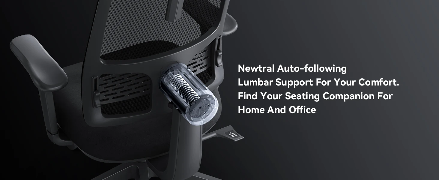 NEWTRAL MagicH-BP Ergonomic Office Chair with Footrest and Lumbar Support, 4D Armrest, Backrest and Headseat Adjustable