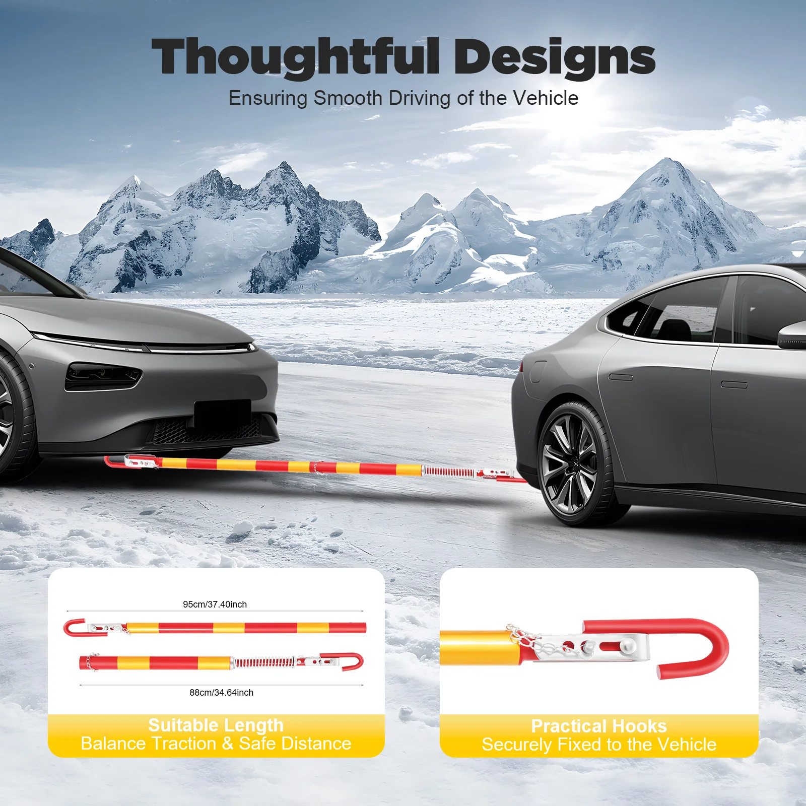5T Iron Trailer Bar Strong Towing Capacity Towing Bar Towing Pole for Car Van Truck Towpole for Repair Shop, Household