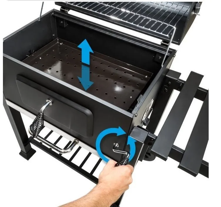 Charcoal Barbecue, Grill Cart, Includes 2 Grills, Shelves with Hooks, Adjustable Charcoal Tray, Barbecue Cart | Charcoal Grill