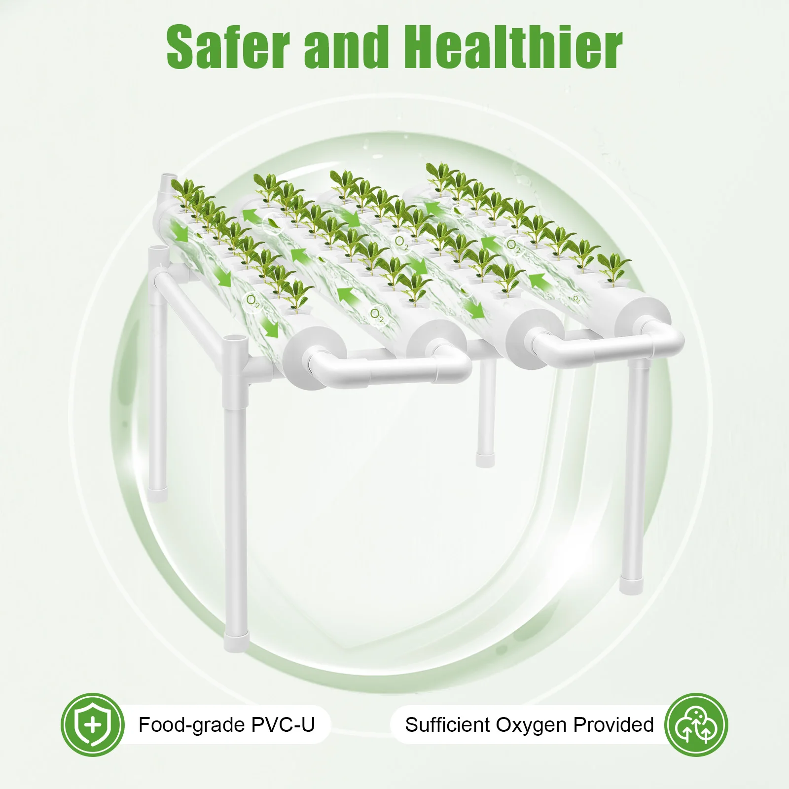 Hydroponic Grow Kit 36/54 Plant Sites, Hydroponics Growing System, Soilless Nft System Pvc-u Vertical Vegetable Planter