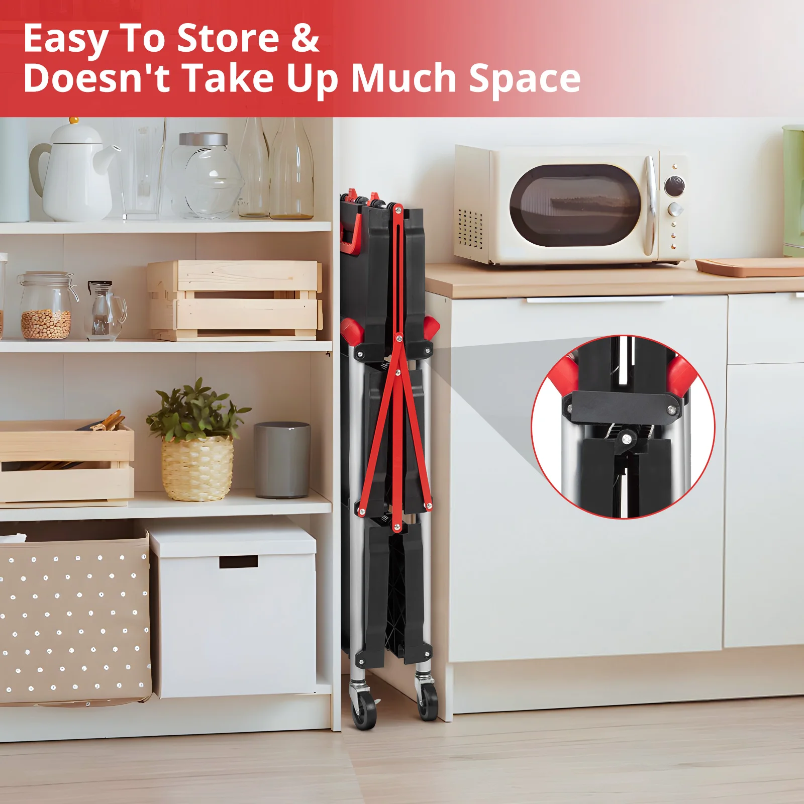 Portable Folding Service Cart with Wheels Tool Carts 3 Tier Rolling Utility Carts Collapsible Push Cart for Warehouse Garage