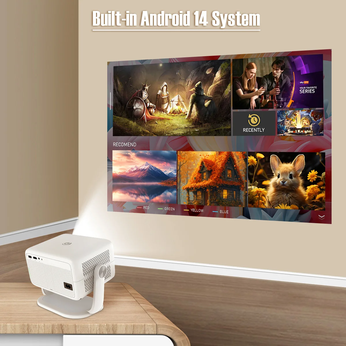 Magcubic 8K Android14 Projector L018 650ANSI Auto Focus & Keystone 1080P 360° Rotate Wifi6 BT5.4 Portable Movie Outdoor Airmouse
