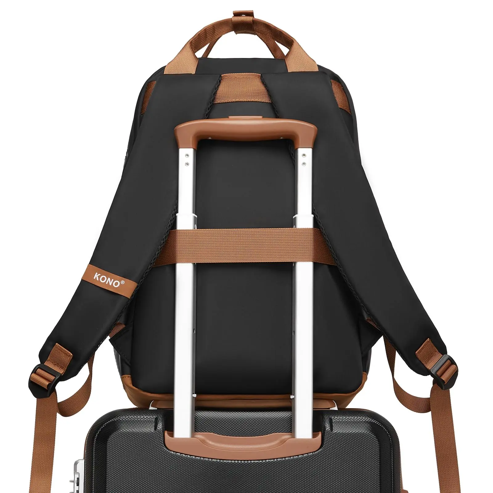 KONO WOMEN'S Waterproof Laptop Backpack with 15.6 Inch Laptop Compartment headphones Connector Ergonomic Ideal for School & Travel