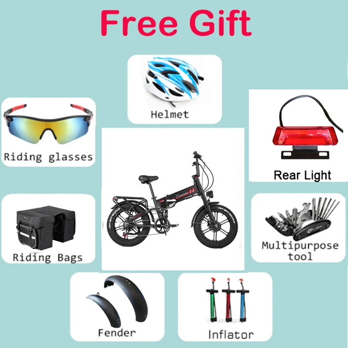 RANDRIDE YX20M-2 Folding Electric Bike 2000W 20Ah Two-Engine Electric Bike with Hydraulic Brakes and Double Fork
