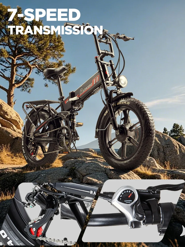 RANDRIDE YX20M-2 Folding Electric Bike 2000W 20Ah Two-Engine Electric Bike with Hydraulic Brakes and Double Fork