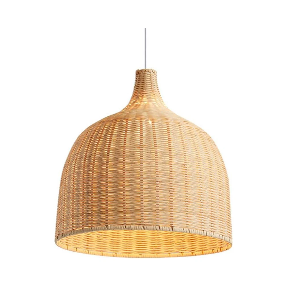 Natural Bamboo Pendant Light Country Style Wicker Lamp Shade E27 Handmade Woven Chandelier Ceiling Light Fixtures for Restaurant