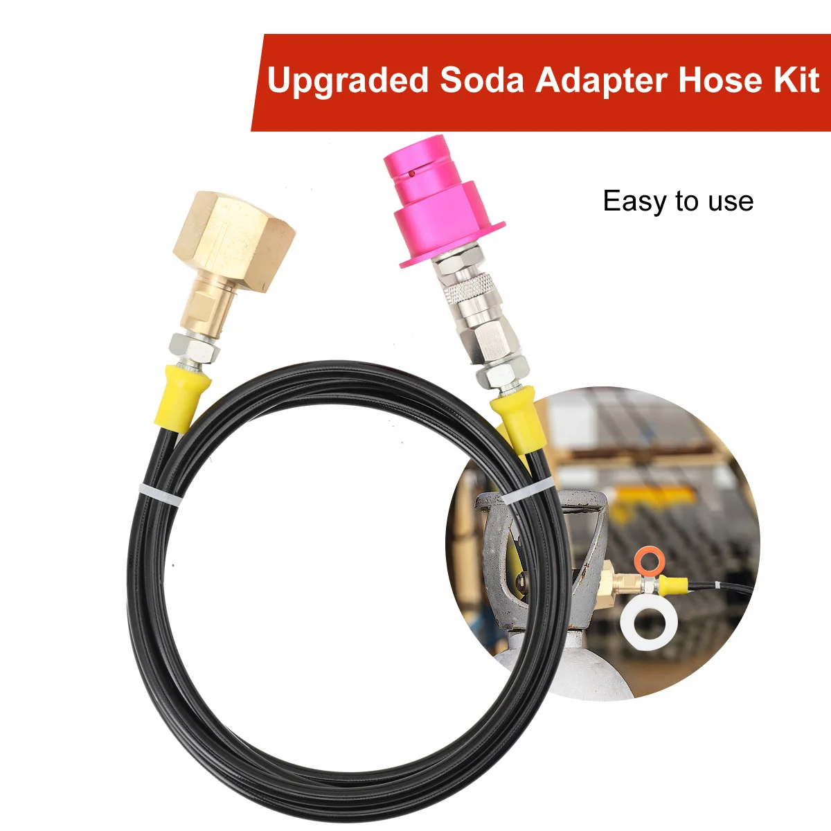 SODA Quick Connect Terra DUO Art To External Co2 Tank Adapter Hose Kit W21.8-14 With Quick Disconnect 1.5m Hoses 4500 PSI