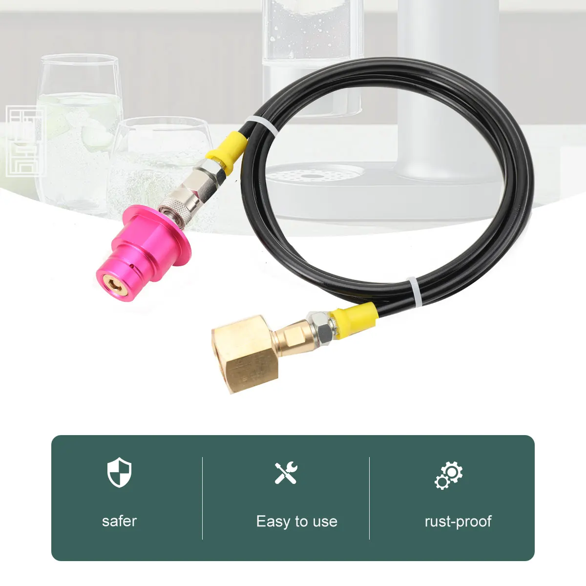 SODA Quick Connect Terra DUO Art To External Co2 Tank Adapter Hose Kit W21.8-14 With Quick Disconnect 1.5m Hoses 4500 PSI
