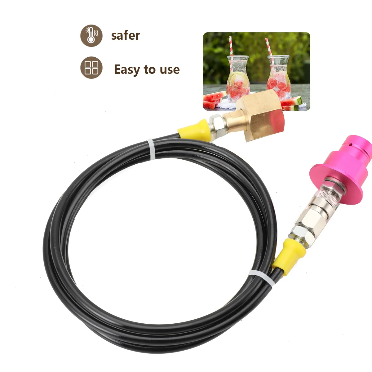 SODA Quick Connect Terra DUO Art To External Co2 Tank Adapter Hose Kit W21.8-14 With Quick Disconnect 1.5m Hoses 4500 PSI