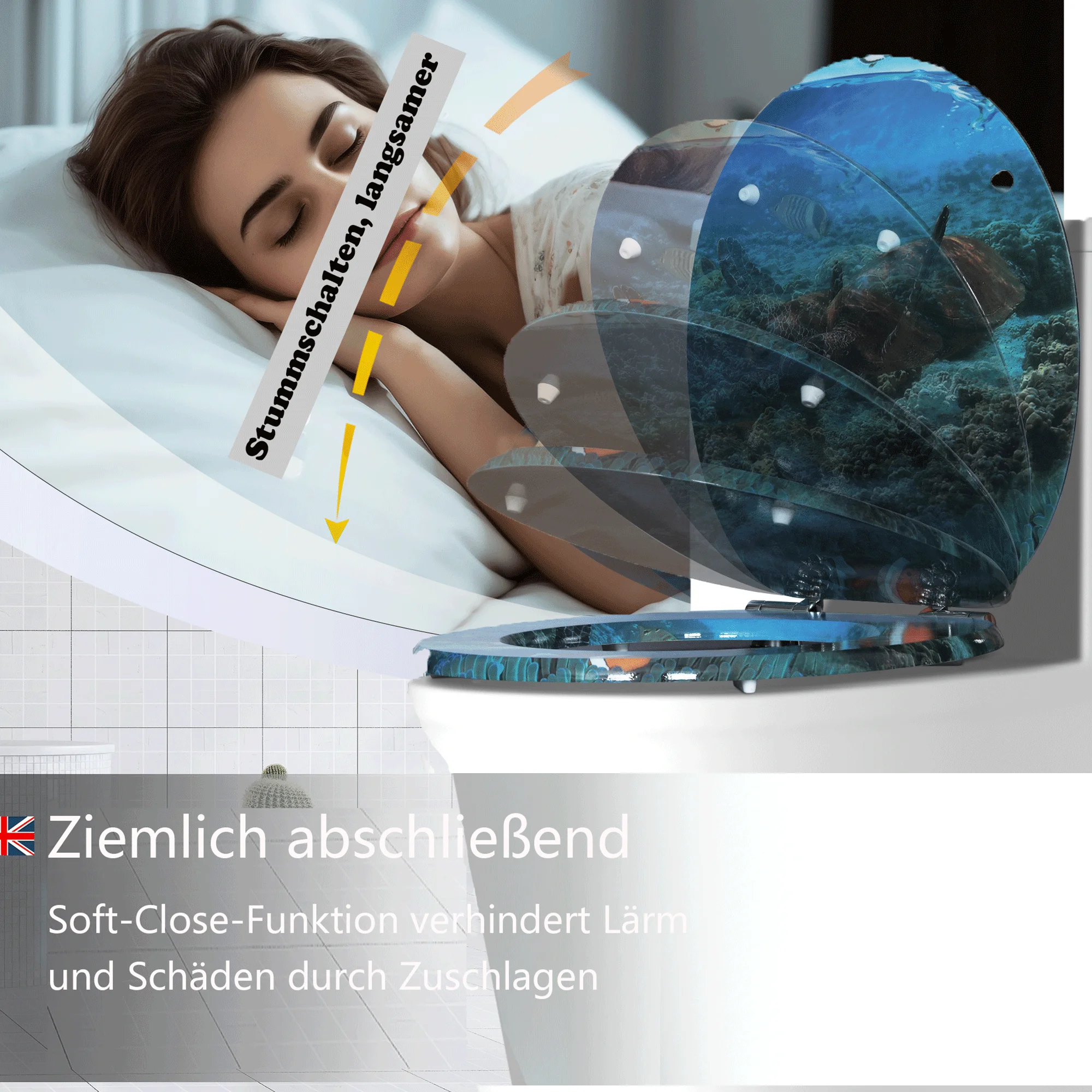 Wc Sitz Abdeckung Wc Deckel mit Soft-Close WC SITZ TOILETTENDECKEL KLODECKEL DECKEL BRILLE KLOBRILLE MIT ABSENKAUTOMATIK