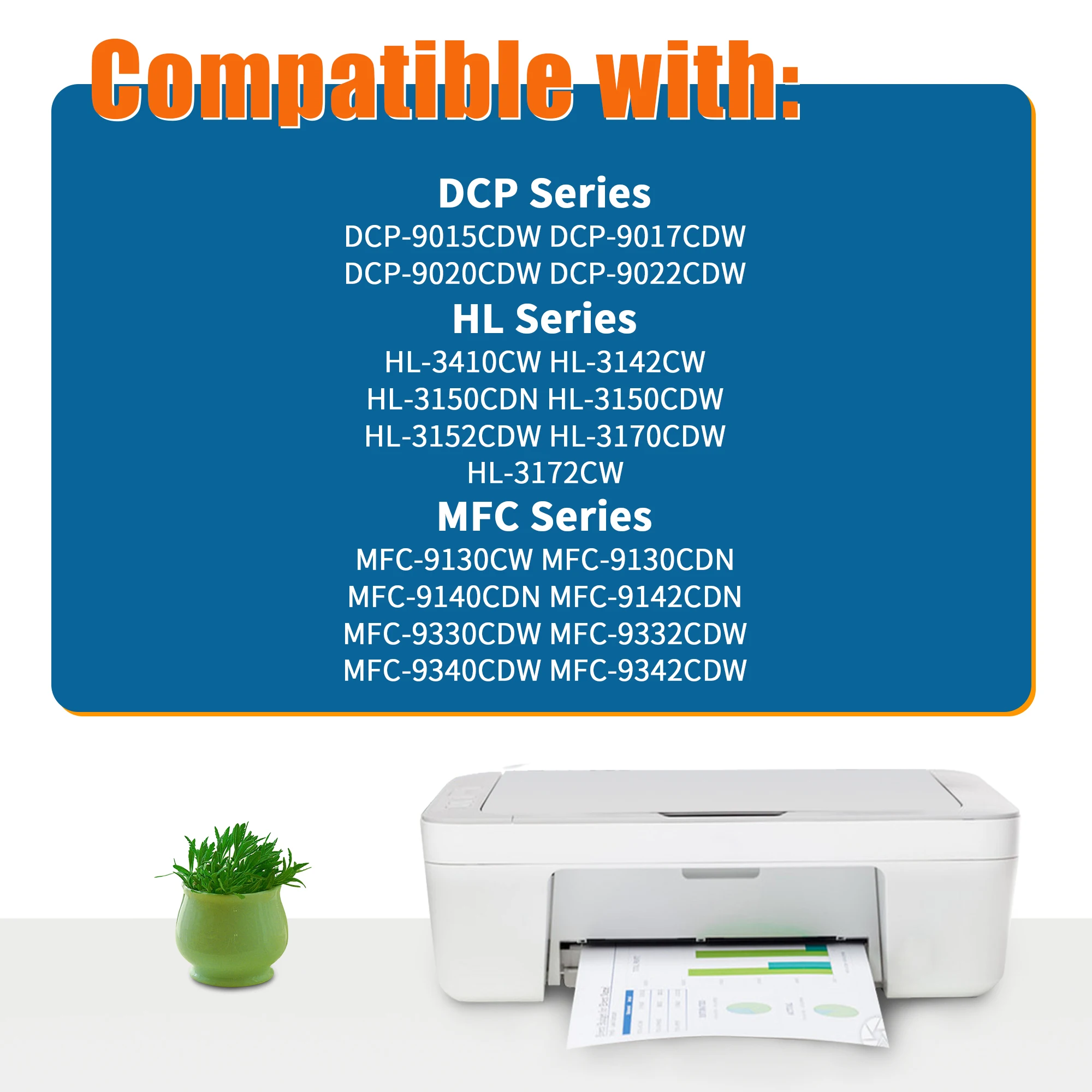 Jhaan 1 X Drum DR241 DR221 Compatible with Brother DR-241CL B/C/M/Y for Brother DCP-9015CDW DCP-9020CDW DCP-9022CDW MFC-9130CW