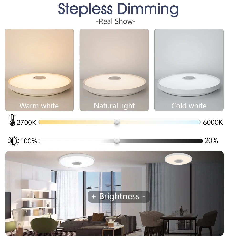 MARPOU LED Modern Ceiling Light RGB Colorful Dimming APP Remote Control 18 Inch Large Size Smart Home Music Ceiling Lamp Bedroom
