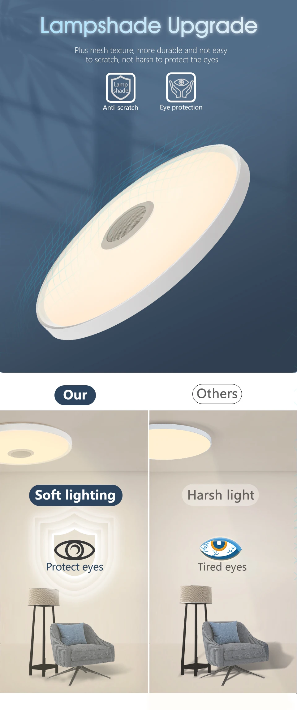 MARPOU LED Modern Ceiling Light RGB Colorful Dimming APP Remote Control 18 Inch Large Size Smart Home Music Ceiling Lamp Bedroom
