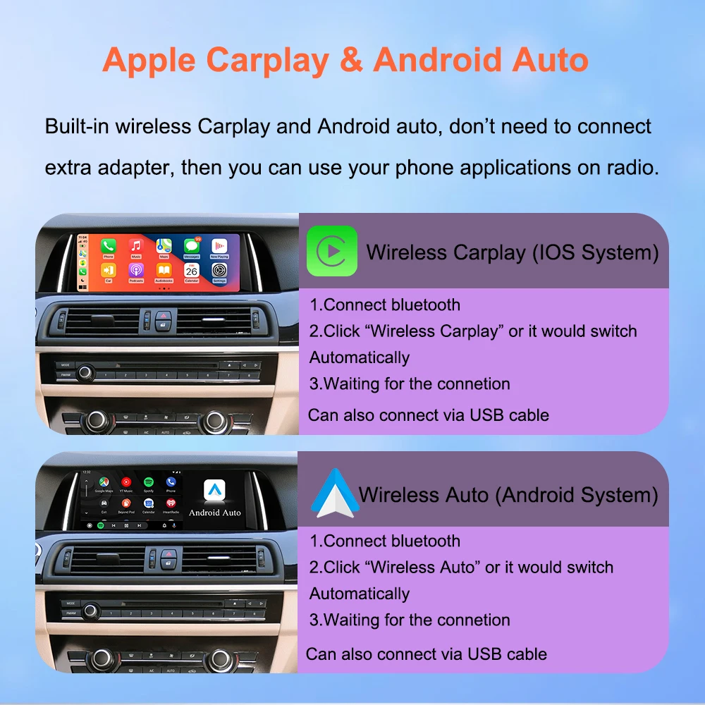 Thread free multimedia car radio Bonroad 10,25 inch Linux Carplay Android Auto for BMW Series 7 F01 F02 F03 F04 2009-2015 CIC system NBT