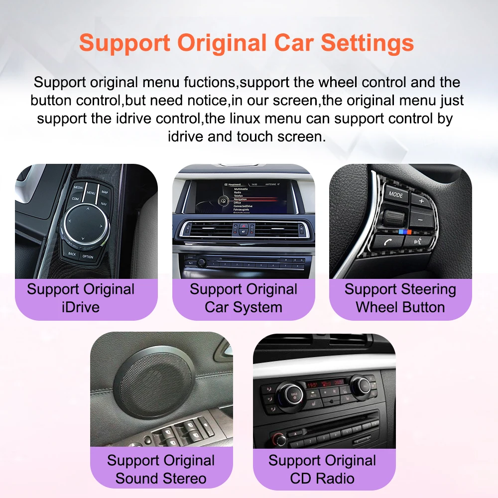 Thread free multimedia car radio Bonroad 10,25 inch Linux Carplay Android Auto for BMW Series 7 F01 F02 F03 F04 2009-2015 CIC system NBT